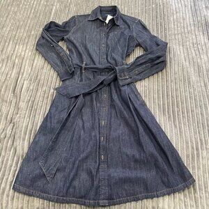 Lauren Ralph Lauren A-Line Shirtdress Womens 2 Denim Dark Wash Belted Flowy